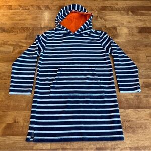 Mini Boden Navy and White Striped Hoodie/Swim Coverup